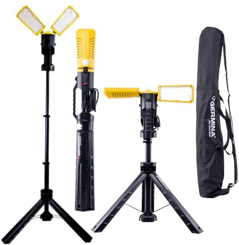 GERMINA DER ELECTRIKER PROYECTOR SOBRE TRÍPODE 2x50w TUBO innovadora lámpara led alta plegable taller IP54 regulable