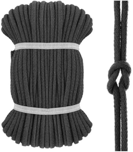 Kacperek - Baumwollkordel 8mm - Kordelband 50 m - 100% Baumwolle, Weich, Leicht Elastisch - für Kleidung, Turnbeutel, DIY Projekte - Kordel Anthrazit