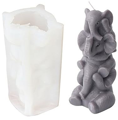 Happyaer Moule en silicone 3D pour bougie en forme d'animal mignon - Motif éléphant - Chaton doré - Bricolage - En résine - Joli animal - Moule à gâteau au chocolat