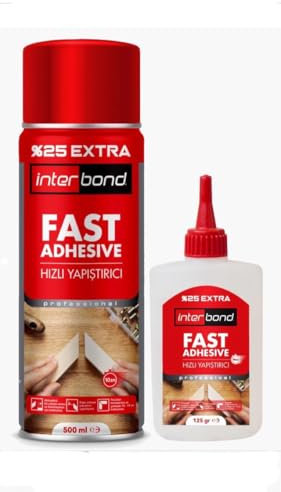 Interbond Kit adesivo a sgancio rapido adesivo extra forte 125 g con attivatore spray 500ml - Colla per tessuti, montaggio, tessuti e ceramiche - set universale di colla per materie plastiche