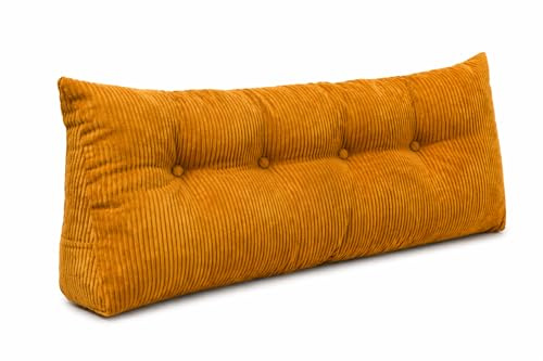 chilly pilley® Stützkissen Cord Rückenkissen Lesekissen Bettkissen Wandkissen Keilkissen Bettstützkissen viele Farben, 100x50x20 (Honig)
