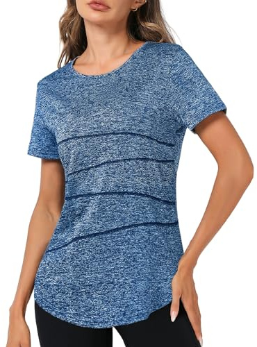 Terecey Maglietta Sportiva Donna Fitness Maglia Palestra Donna Asciugatura Rapida T-Shirt Manica Corta per Jogging Running Yoga Corsa S-XXL
