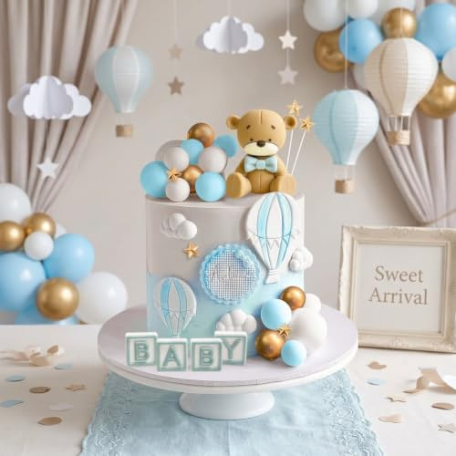 Blau Teddybär Torten deko Taufe Junge Tortendeko Mädchen Jahr Blau | Blau Teddybär Torten deko Taufe Junge Tortendeko Mädchen 1 Jahr Blau Tortendeko Teddybär Kuchen Dekoration für Hochzeit Baby