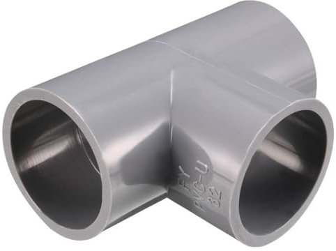 TA-VIGOR 2Pcs 32mm PVC Pipe Fittings, Slip Tee T-Shaped 3 Way Coupling Connector Joints, Garden Water Pipe Adapter for Plumbing and Irrigation System Connections,Gray