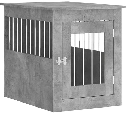 Eleganz Hundekäfig im Möbelstil Betongrau 55x75x65 cm - Stilvoller Hundezwinger aus Holzwerkstoff für Wohnzimmer & Indoor, Langlebig & Pflegeleicht