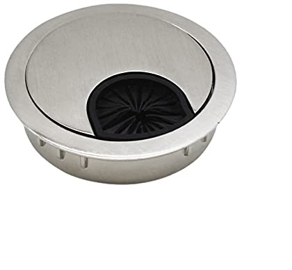Pasacables Cubierta de Hilos Metal 60 mm Recepción del Cable la Cubierta con Cepillo Apertura Superficie Cubiertas Orificio para el Organizador Alambre 1 unids(Brushed Silver)