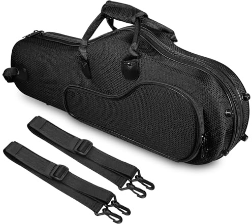 Altsaxophonkoffer mit Rucksackgurten aus Oxford, Schwarz | Abnehmbare Träger, Stoßfester Schutz, Großes Volumen, Tragbar für Konzerte und Schulen