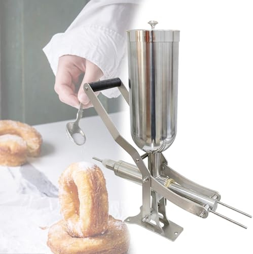Manual Countertop Filling Machine for Bakeries and Dessert Shops, Stainless Steel Cream Jam Chocolate Donut Churro Maker Kit with Pipes