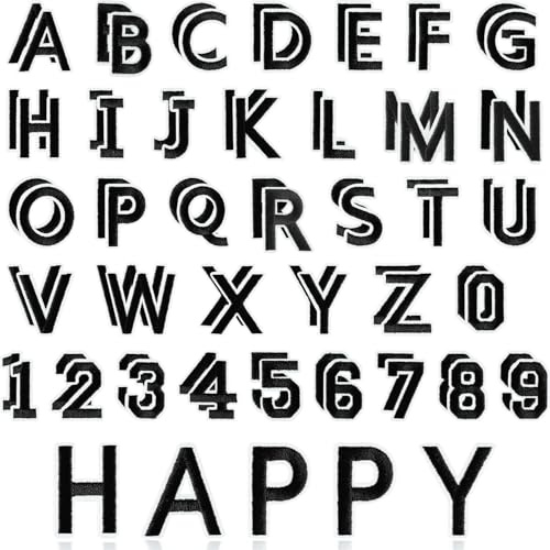 ASTARON 72 Stück aufbügelbare Buchstaben- und Zahlenaufnäher, 3,8 cm (1,5 Zoll), gestickte Alphabet-Aufnäher A-Z, Zahlen 0-9, Stoffaufnäher für Kleidung, Socken, Jeans, Hüte, DIY-Accessoires, Schwarz
