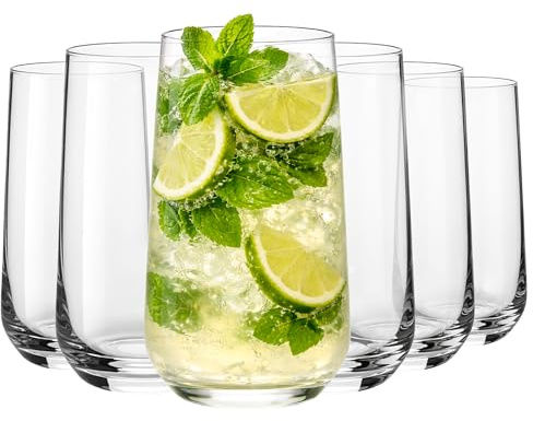 MIAMIO - Set de verres/verres à eau, verre du quotidien (6×460ml) - Riva | Set de verres, verre solide en forme conique pour eau, jus, long drinks et café glacé - passe au lave-vaisselle au quotidien