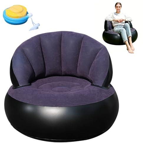 CEWROM Aufblasbares Sofa, Aufblasbarer Sessel, Sessel, Sofa und Couch mit Beflockter Oberfläche für Wohnzimmer, Wasserdichtes Luftsofa Aufblasbares, Couch Aufblasbar Outdoor Camping (Dunkelblau)