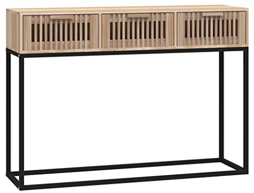 Todiikf Mesa consola de 105 x 30 x 75 cm, mesa auxiliar escandinava con 3 cajones, mesa estrecha de pasillo, patas de metal, diseño moderno para pasillo, salón, dormitorio