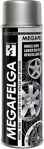 MEGAFELGA ALLOY WHEEL ACRYL SPRAY PAINT 500ml REFURBISH RESTORE WHEELS RIMS MOTO SPORT CAR AUTO FAST DRYING RESISTANT (silver satin)