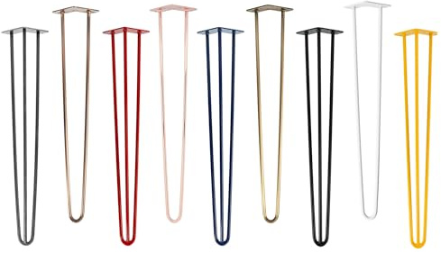 Natural Goods Berlin 4X Pieds de Table Hairpin | Différentes Couleurs & Tailles | Pieds de Table en Métal | pour Projets DIY comme Table de Nuit & Chevet | Hauteur de 35 cm & 3 Barres | Noir