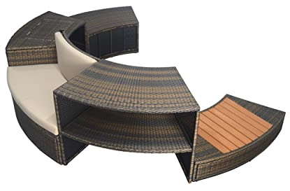 NETSPA N Muebles Individuales - Vita 140 - para SPA - SP-MOB140R - Juego de 5 módulos complementarios - Compatible con SPA Semi-Rígido Vita - Bancos cómodos de PVC - Trenzado/Estructura de Aluminio