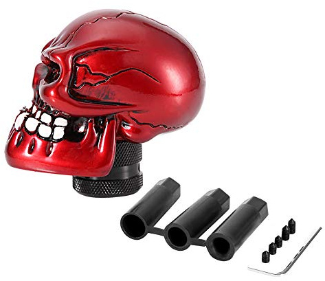 KIMISS Renegade Gear Knob Skull Gear Schaltknauf Skelett Skull Head Car Schaltknauf Stick Lever Shifter Universal(rot)