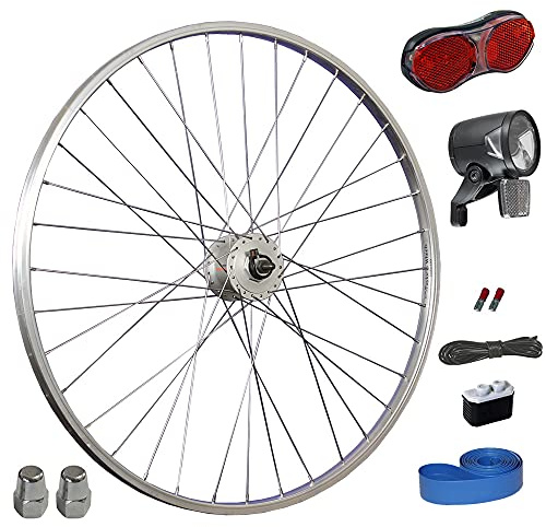 Taylor-Wheels Ruota anteriore per bicicletta da 28 pollici con dinamo a mozzo Shimano, set di luci a LED