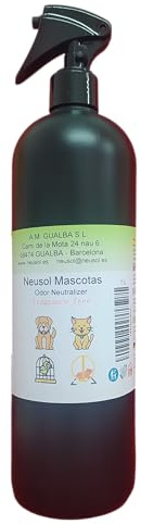 Neusol Mascotas - Pets 1L Instant pet odor eliminator. Anti-odor urine, feces, vomit of dogs, cats... WITHOUT fragrance Urine repellent. (1L)
