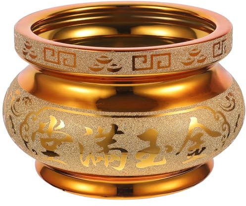 Yardwe Ceramic Incense Burner 6 Inch Golden Incense Holder Bowl Feng Shui Censer for Home Decor Spiritual Offerings