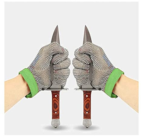 Anti-cut Gloves Cut-resistant Steel Gloves, Food Grade Safe Meat Cutting Chain Mail Gloves, Cut-resistant Safety Work Gloves (Size : 3PCS-XL)