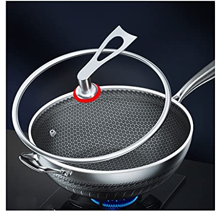 Padella Padella Antiaderente in Acciaio Inox Padella 316 con Coperchio con Padella a Nido d'Ape per frittura Bistecca e Uova Antiaderente Padella Antiaderente