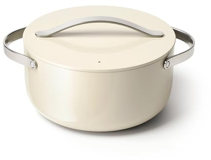 Caraway Nonstick Ceramic Dutch Oven Pot with Lid (6.5 qt, 10.5) - Non Toxic, PTFE & PFOA Free - Oven Safe & Compatible with All Stovetops (Gas, Electric & Induction) - Cream