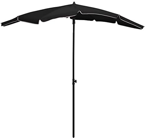 Makastle 200x130 cm Sonnenschirm Marktschirm Gartenschirm Terrassenschirm rechteckiger Balkonschirm Sonnenschutz Kurbelsystem Kippfunktion, ohne Ständer, Garten, Balkon, Terrasse, Schwarz
