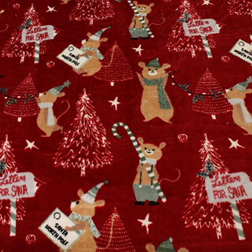 Stoff Meterware Kinderstoff Fleece - 1 Meter, Sehr Weich, Jungen, Mädchen, Kinder, Baby, Decken, Plaids, Kinder, Bekleidung, Kissen, Deko (Weihnachts Tiere)