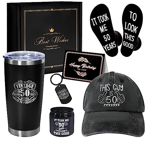 AYGE 50th Birthday Gifts for Men, 20 oz Insulated Tumbler Set - 50th Birthday Gifts for Him, Dad, Husband, Friends, Present for Men Turning 50 Year Old