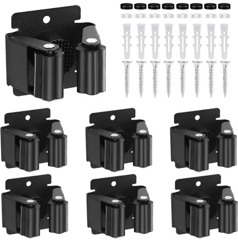 RISVOWO 6 Stück Gerätehalter Set, Besenhalterung Wand, Gerätehalter Edelstahl Gartengerätehalter Wandhalterung für Küche, Zuhause, Badezimmer, Garage, Garten