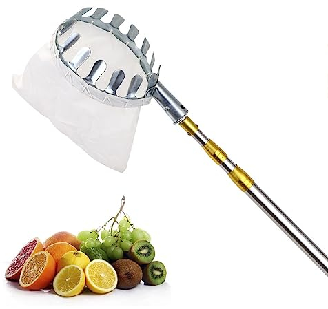 LekLai Obstpflücker, Obstpflücker, Apfelpflücker, Teleskopstange Mit Obst-Tragetasche, Obsterntemaschine Aus Edelstahl Für Mango/4M/13Ft