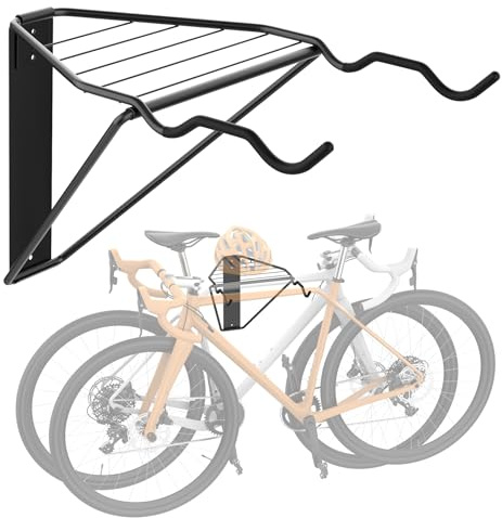 WALMANN Wall Mounted Horizontal Bike Rack, Foldable Space Saving Bicycle Storage Solution for 2 Bikes, Indoor Bike Storage for Garage