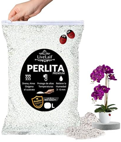 LiveLaif®- 1 L Perlita en Bolsa de Abre/Cierra | 3-6 mm | Perlita para Plantas | Perlita para Sustrato Universal, Sustrato Orquideas, Jardin, Macetas, Cactus, huerto Urbano | Drena y Airea Las raices