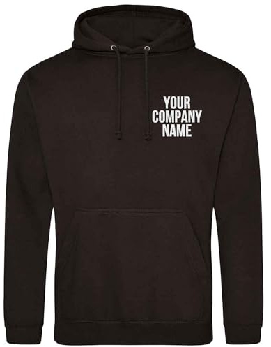 Custom Embroidered Workwear Hoodie Personalised Embroidery Work Company Name Hoody Mens Womens Unisex, XL, Black