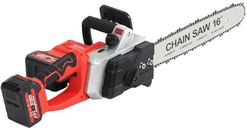 Panana Chainsaw 16 Inch Cordless Electric Chainsaw with 2 Battery and Charger Security Lock Quick Charge Handheld Small Chain Saw for Wood Cutting Tree Branch