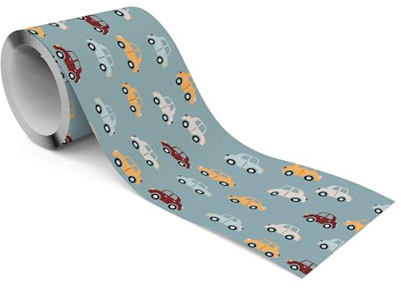 Muralo Bordüre Selbstklebend Bunte Autos, Wandbordüre - 10x300 cm | Tapetenbordüre, Modernes Design, UV-beständig, halbmatt, glatt und abriebfest - ideal für das Kinderzimmer