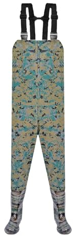Wasserdichter Overall für Herren, atmungsaktiv, Crosswater Wathose mit Gürtel, Nylon, zum Fliegenfischen, Angeln, Wathose für Herren, atmungsaktiv, verstellbar, grün, 46 cm