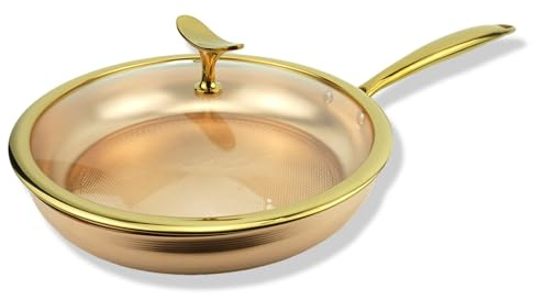 Funmaker Pure Copper Pots and Pans - Hammered Copper Stovetop Cookware (26cm-Wok)