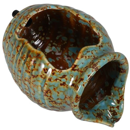 Milisten Jarrón hidropónico, fuente de jardín, fuentes de agua al aire libre, jarra de cerámica, maceta, macetas, estanque, escupidor, pecera, cueva, cascada, patio trasero, decoración exterior