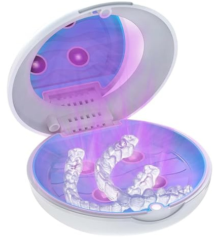 ZCCMWLVSHUO Boite Gouttiere Dentaire avec LumièRe De DéSinfection UV, Boite A Dentier DéSinfecte, Nettoie Et éLimine Les Odeurs, Boite A Dentier Portable, Parfaitement ProtéGé