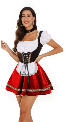 Haoviorus Women's Oktoberfest Outfits German Dirndl Dress Traditional Oktoberfest Costumes for Bavarian Halloween