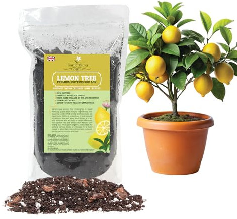 GardenNova's Premium Lemon Tree Soil Mix - Perfect Drainage and Nutrient Retention for Citrus Limon Trees - 1 LITER