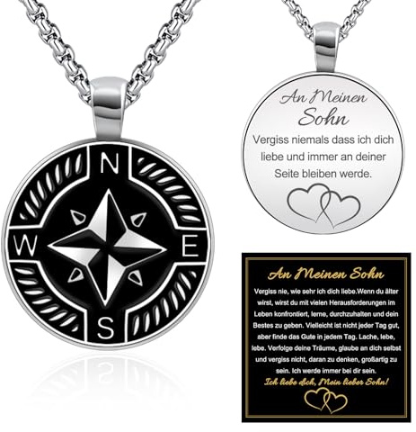 FANCIBAND Kette Herren Edelstahl mit Kompass/Anker Anhänger, Geschenke für Männer/Partner/Sohn/Jungen/Papa/Freund/Bruder