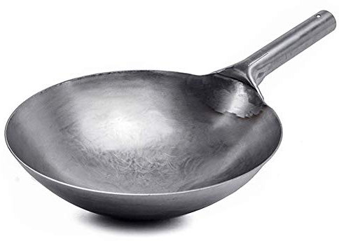 CHFYIJYHM Wok in Acciaio al Carbonio, Wok Autentico martellato a Mano Pre-stagionato da 14 Pollici / 32 cm, utilizzato for pentole antiaderenti Cinesi Tradizionali nei ristoranti for Famiglie