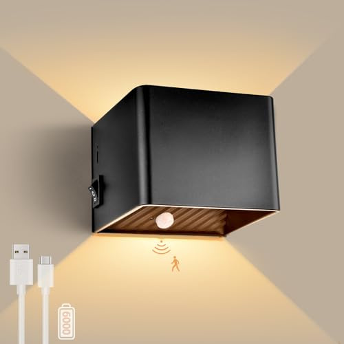GeyouLux 6000mAh Akku Wandleuchte mit Bewegungsmelder Innen 5W