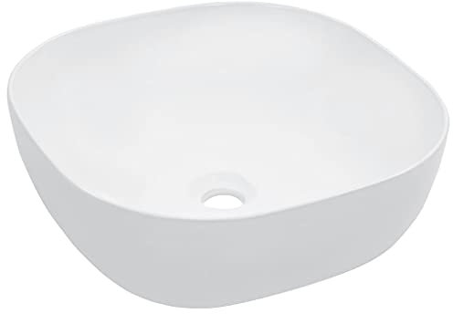 ShGaxin Lavabo 42,5x42,5x14,5 cm cerámica Blanco, Fregadero, Lavabo Baño, Lavamanos Baño, Lavatorio Casa De Banho, Mueble Lavabo sobre Encimera