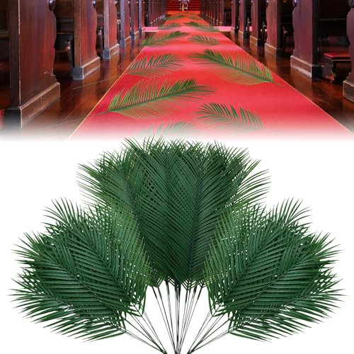50 piezas de 2 tamaños para Domingo de Palmas de Pascua, tallos de hojas artificiales tropicales, plantas de hojas sintéticas para domingo de palmeras, arreglos del hogar, decoración temática