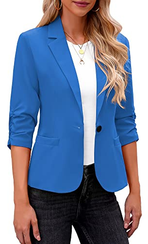 Roskiky Blazer Damen Elegant Damen Jacke Dressy 3/13 Ärmel Blazer M