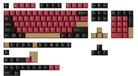 Fangxuee PBT tangentkåpor Cherry Profile röd samuraj stort set tyska tangenter