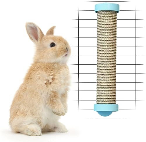 Oncpcare árbol para rascar de conejo para jaula, sisal natural, juguete de rascado para conejos, cuidado de garras y dientes, rascador interactivo de uñas para conejos, juguete para morder y jugar